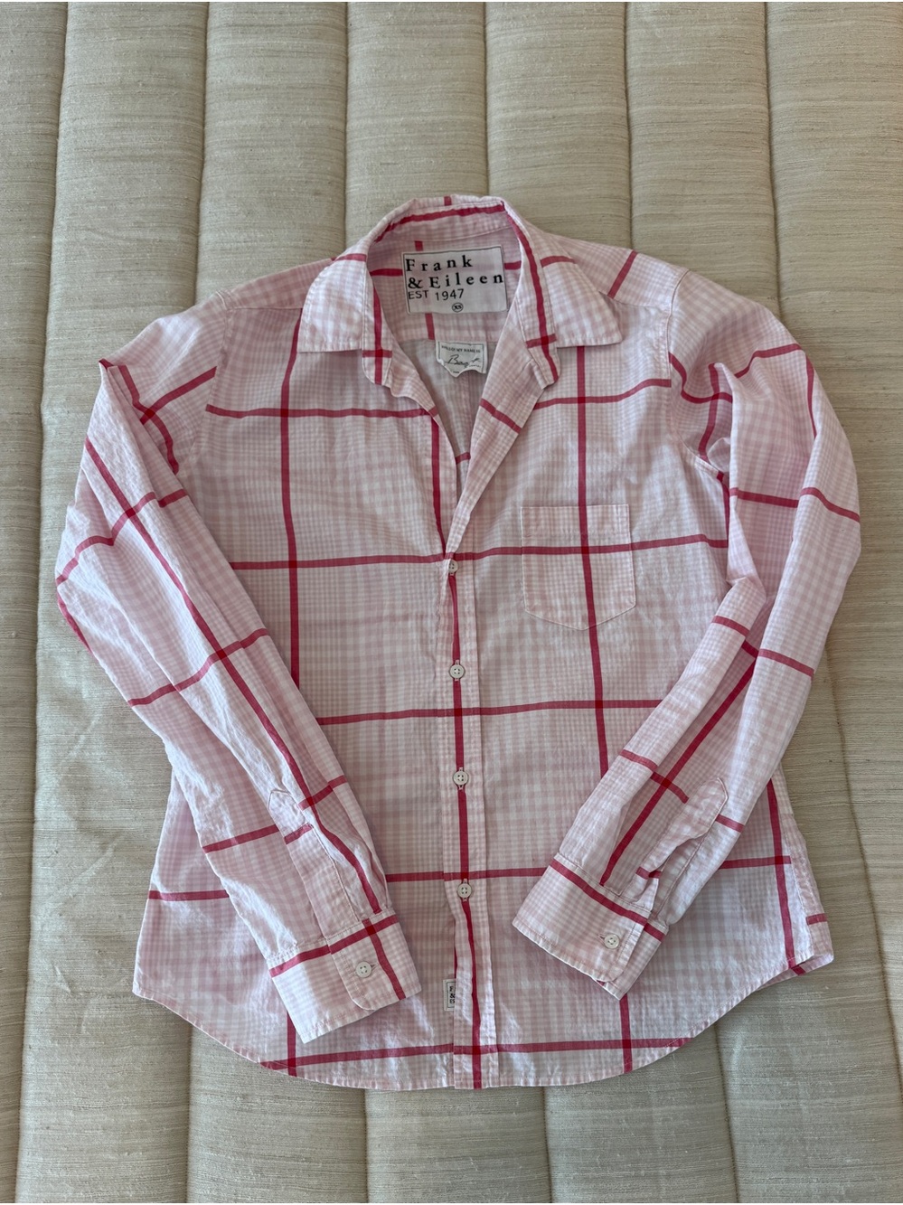 Frank & Eileen Barry Cotton Pink Windowpane Check Shirt XS